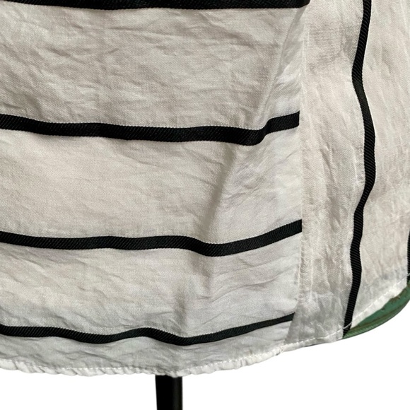 Zara Puff Sleeve Striped Blouse XS Black White Asymmetric Back Modern Chic - Picture 13 of 16